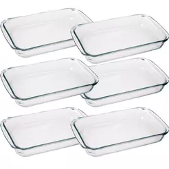 Conjunto de Assadeiras Marinex Retangular 2,2 Litros Média 6 Peças