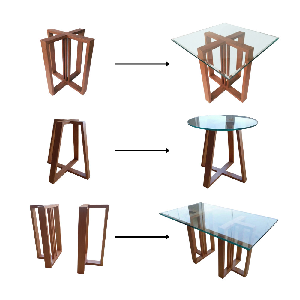 Base para Mesa de Jantar em Madeira Maciça Reforçada para Vidro, Mármore e Madeira Ideal para 4 e 6 Lugares