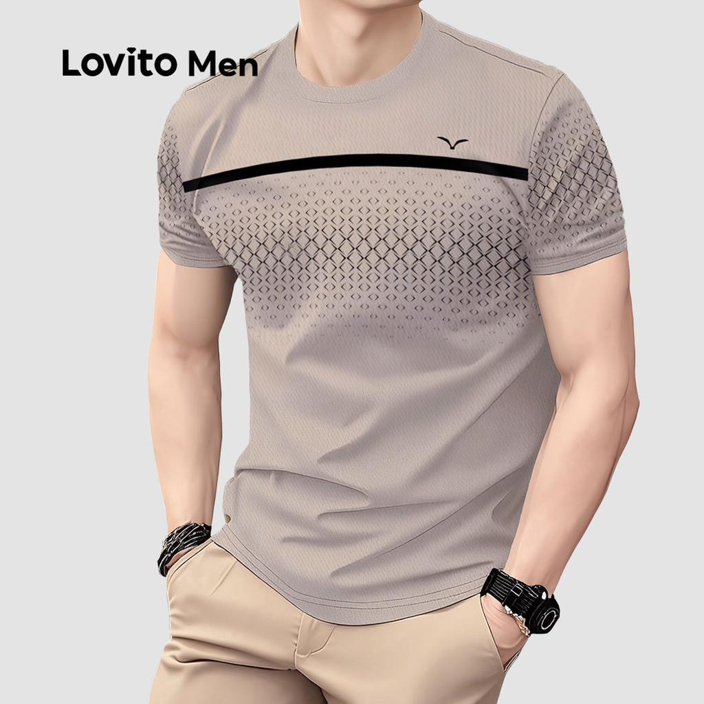 Lovito Camiseta Masculina Casual Clássica E Versátil Em Blocos De Cores Na Cor C