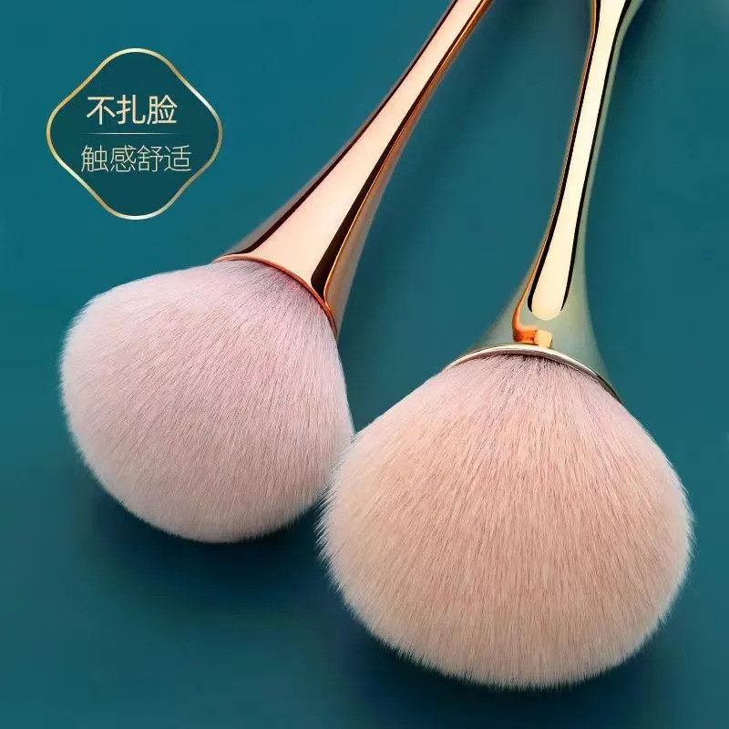 Pincel grande para pó com cabo fino, cerdas macias, adequado para blush, pó fixador, iluminador e maquiagem. Pincel de m