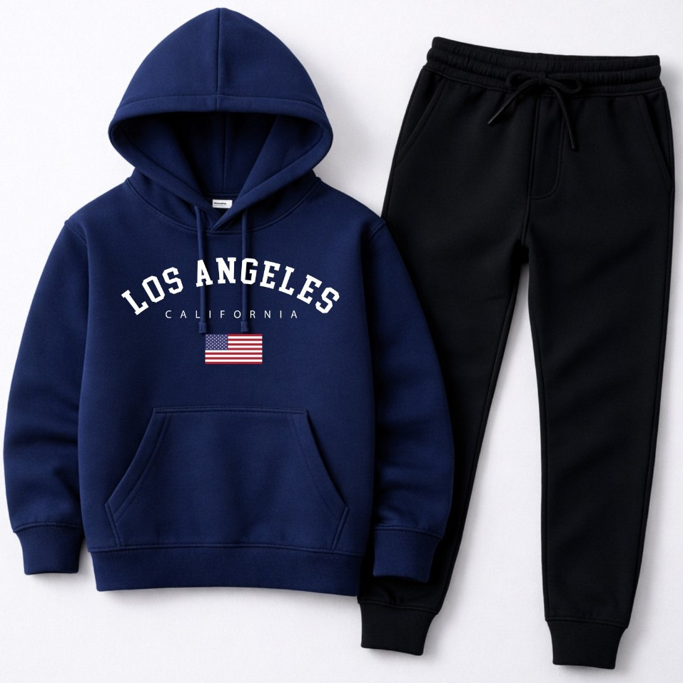 Conjunto Moleton Infantil Flanelado Moletom e Calça Estampado Los Angeles Quentinho Confortável