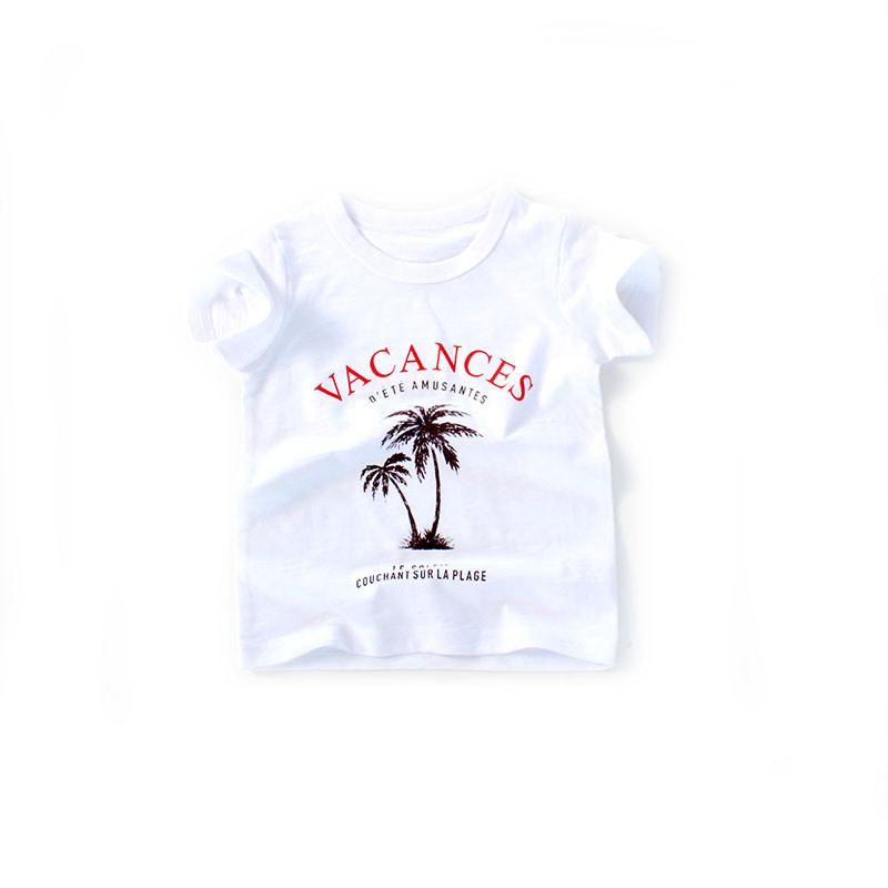 Japonês único novo estilo verão meninos Slub algodão camiseta crianças puro algodão ilha estilo férias camiseta bebê top