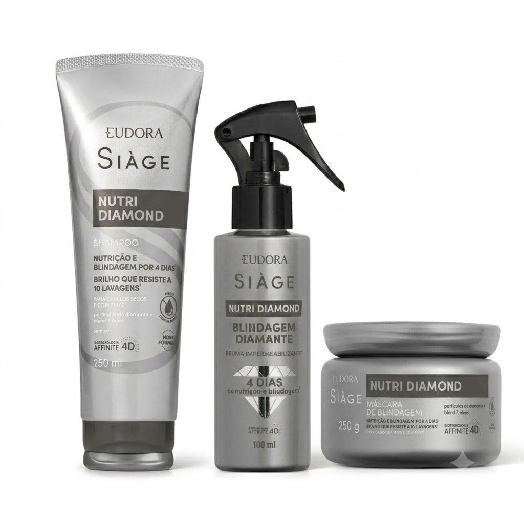 Combo Siàge Nutri Diamond Shampoo 250ml + Máscara Capilar 250g + Bruma Impermeabilizante 150ml