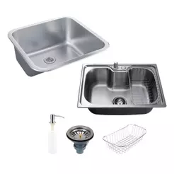 Kit Tanque Aço Inox e Cuba Para Cozinha Carajás Pingoo