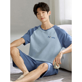 Pijamas masculinos verão puro algodão Shorts de manga curta conjunto de duas peças dos desenhos animados moda juventude 
