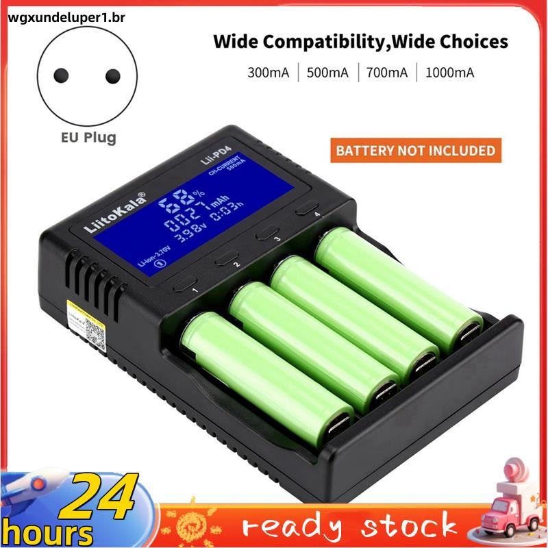 Lii-PD4 18650 26650 21700 Carregador De Bateria 4 Slots De Íon-Lítio LCD Para Baterias Li-Ion/Ni -/LiFePO4 Plugue Ue