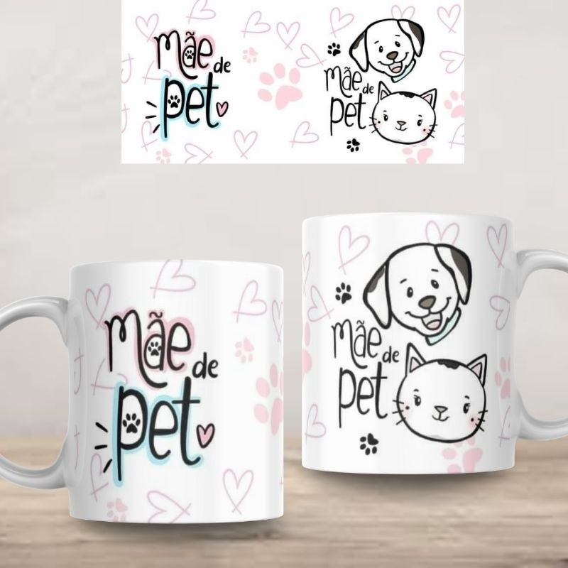 Xícara Caneca Mãe de Pet Personalizada Cerâmica Plastico Presente Promoção Lembrança Xícara Branca Lembrança Novidade