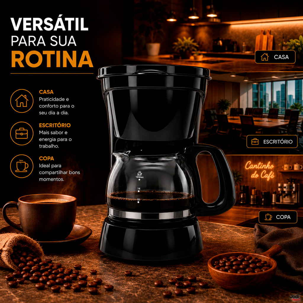 Cafeteira Elétrica Com Jarra de Vidro e Sistema Corta Pingos