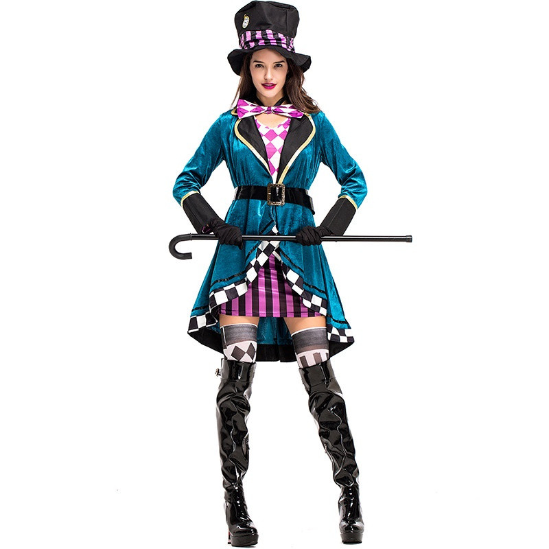 Fantasias de Halloween Alice no País das Maravilhas Mulher Mágica Cosplay Meninas Princesa Quess Mágica Casaco Feminino