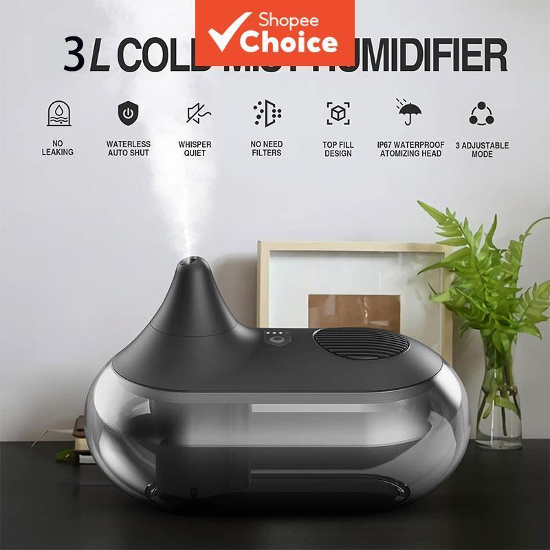 Umidificador de Grande Capacidade, Umidificador Ultrassônico Silencioso com Luz Noturna, Desliga Automaticamente para