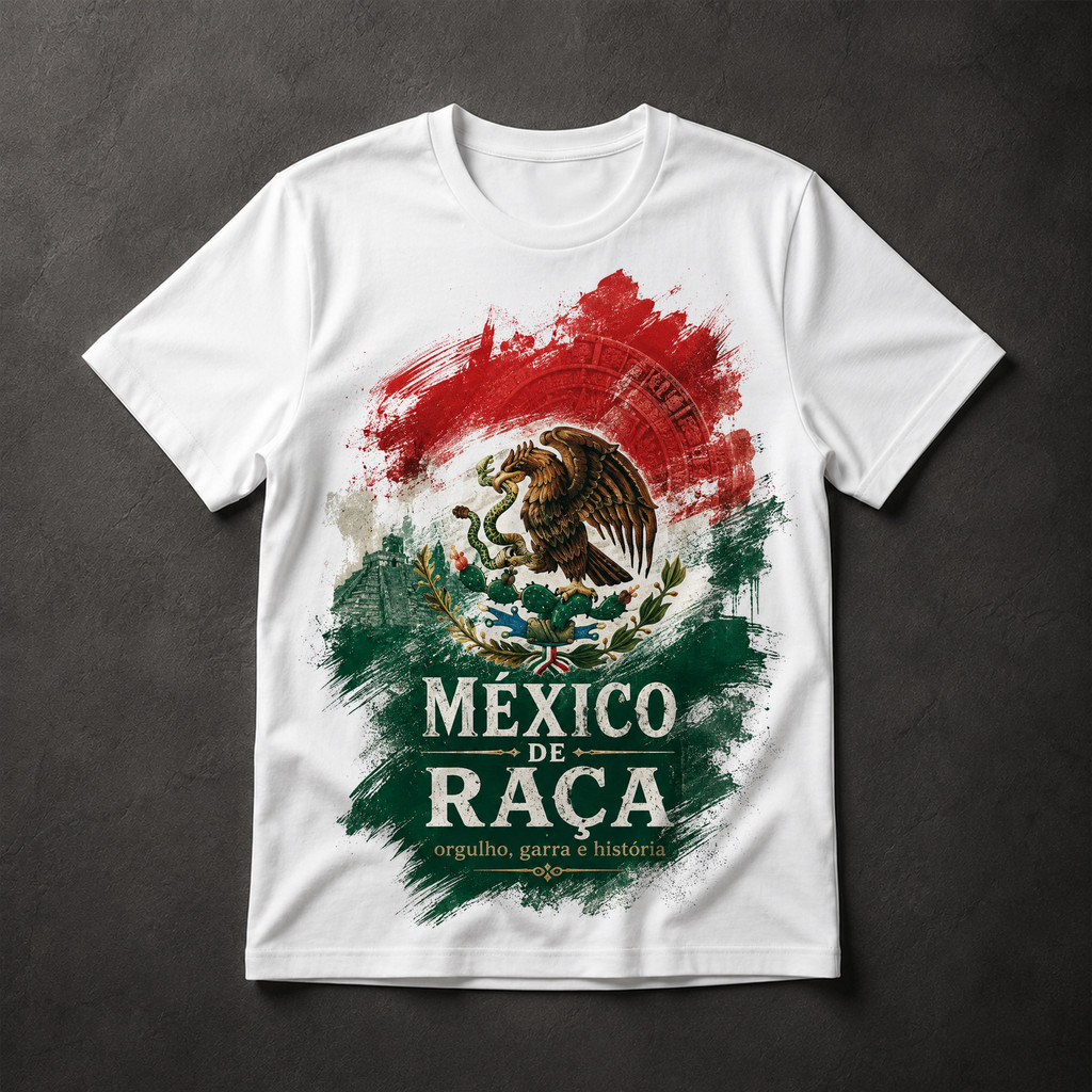 Camiseta México de Raça Orgulho Garra História - Estampa Águia Mexicana