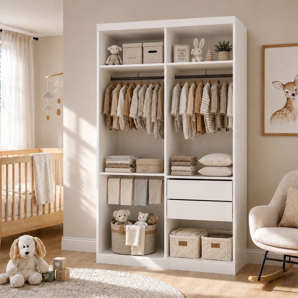 Closet Infantil sem Portas 2 Gavetas Júlia Branco Branco