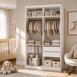 Closet Infantil sem Portas 2 Gavetas Júlia Branco Branco