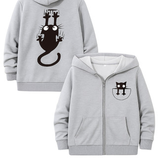 Moletom Ziper Estampa Gato Escalando Estilo Tumblr & Pet Lover Divertido Unissex