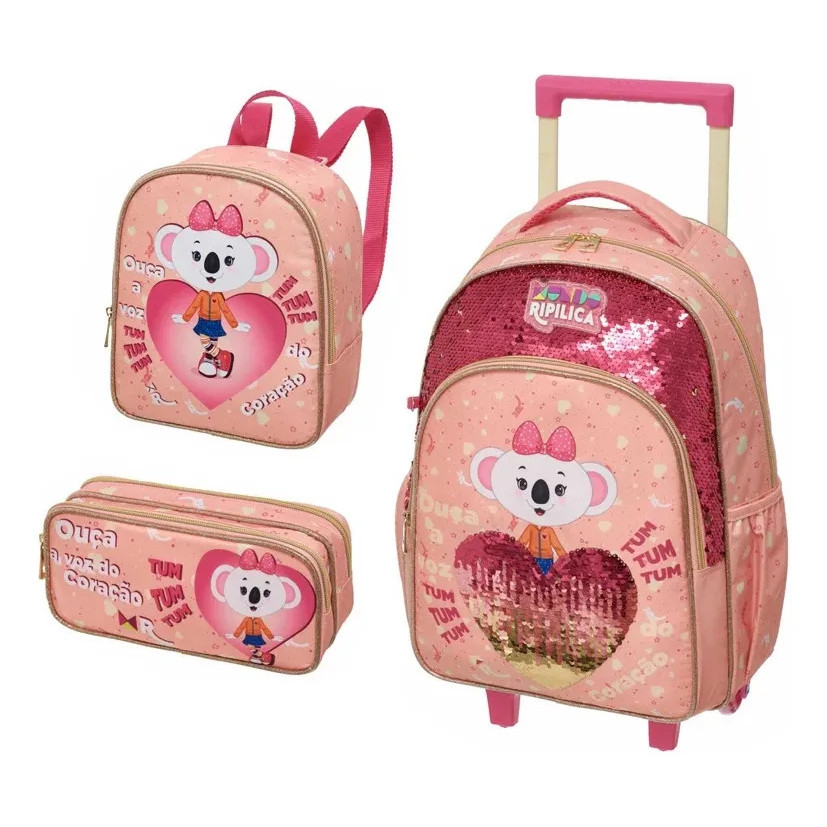 Kit Mochila Escolar Lancheira Estojo Lilica Ripilica Lovely