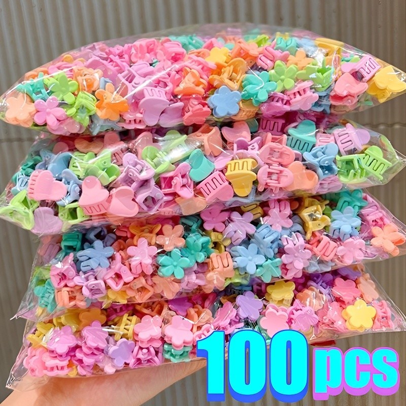 20/100Pcs Mini Piranha Grampo Garras De Cabelo Pequenas E Coloridas Garotas Estrela Fofa Clipes Acessórios Kids Cartoons