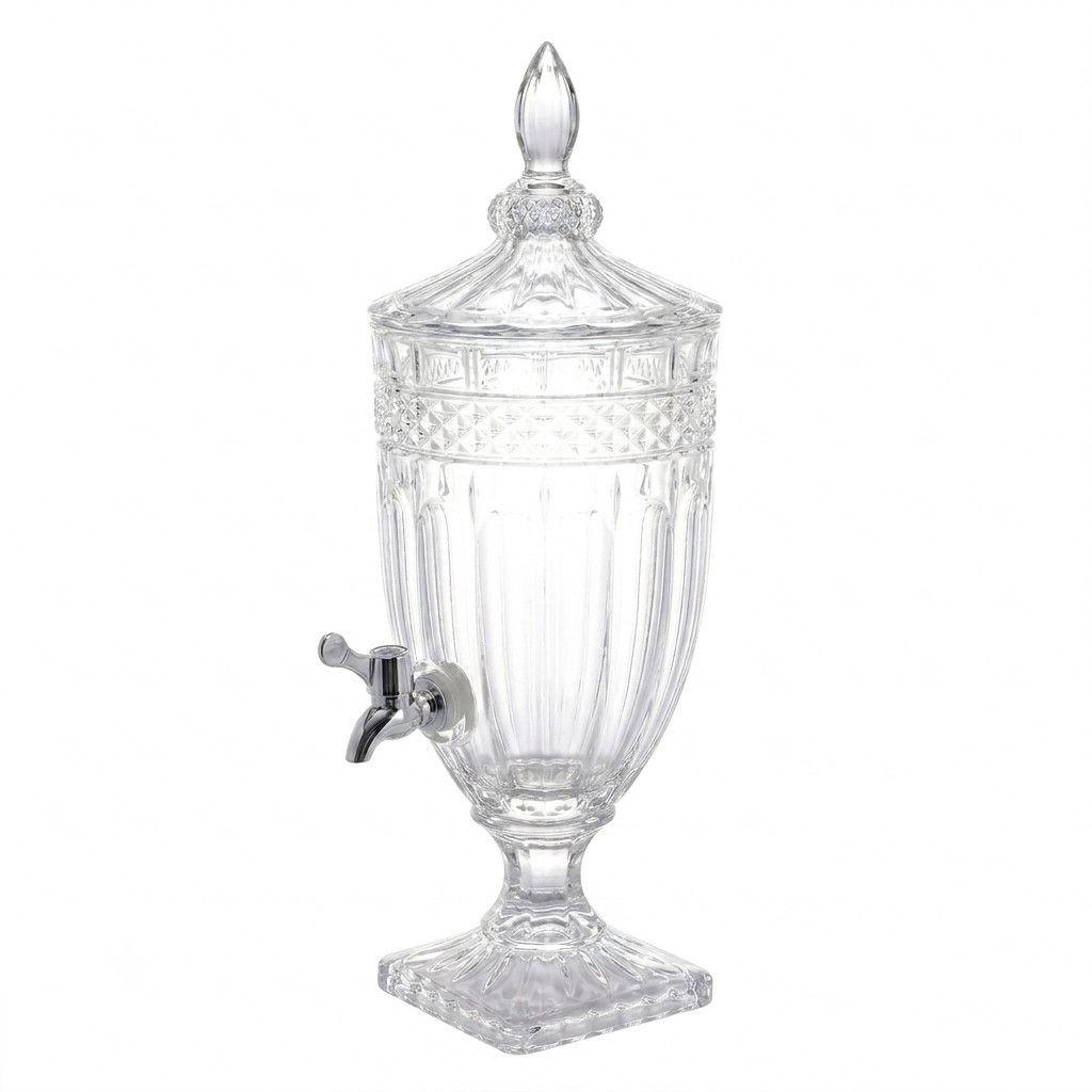 Dispenser Suqueira de Cristal C/Pé e Tampa Brandon Transparente 4,5 Litros Wolff
