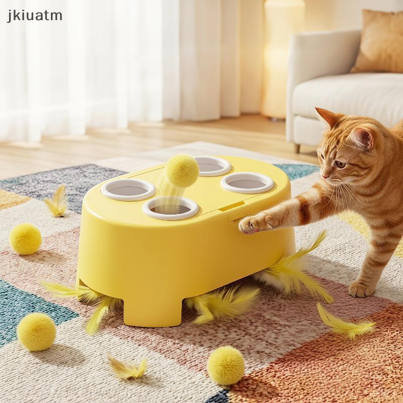 [jkiuatm] Wha Mole Automático Primavera Pena Brinquedo Para Animais De Estimação Interativo Recarregável Gatos Cães Pres