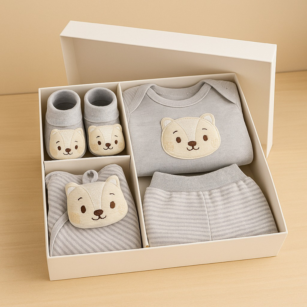 Presente Bebê Recém Nascido Body Manga Curta Calça Mijão Sapatinho Meia Pantufa 3D Naninha Enxoval