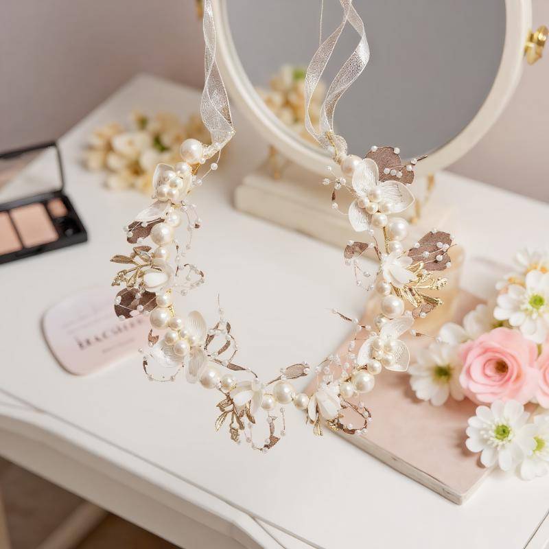tweettwitrtombn Elegante Meninas Imitadas Pérola Cabelo Cocar Bebê Flor Grinalda Guirlanda Cabeça Argola De Casamento BR