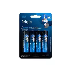 Pilha Ultra Alcalina AA Cartela 4 Unidades Longa Duração Elgin - ELE000000082433
