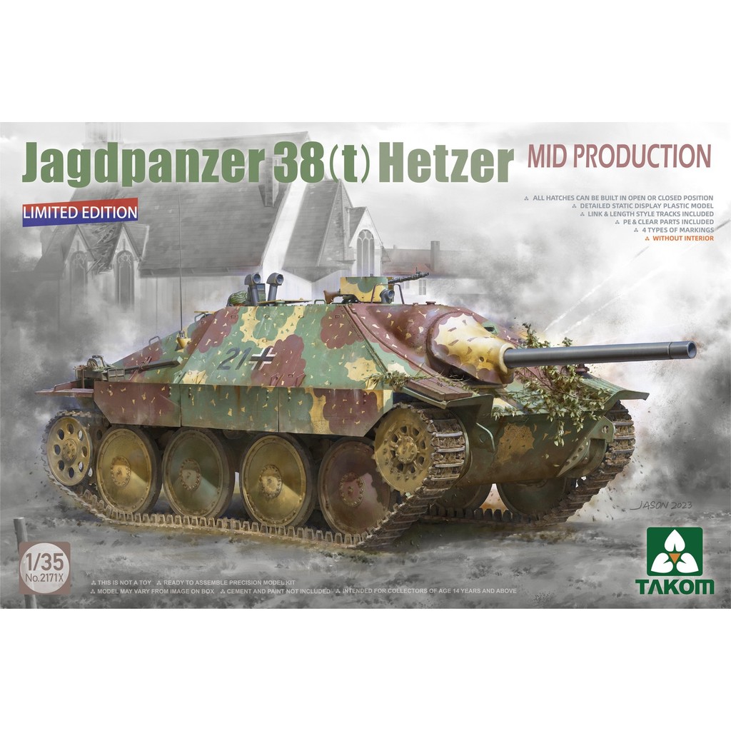 TAKOM 2171X 1/35 Jagdpanzer 38 (t) Hetzer Mid Produção Sem Interior Limitado