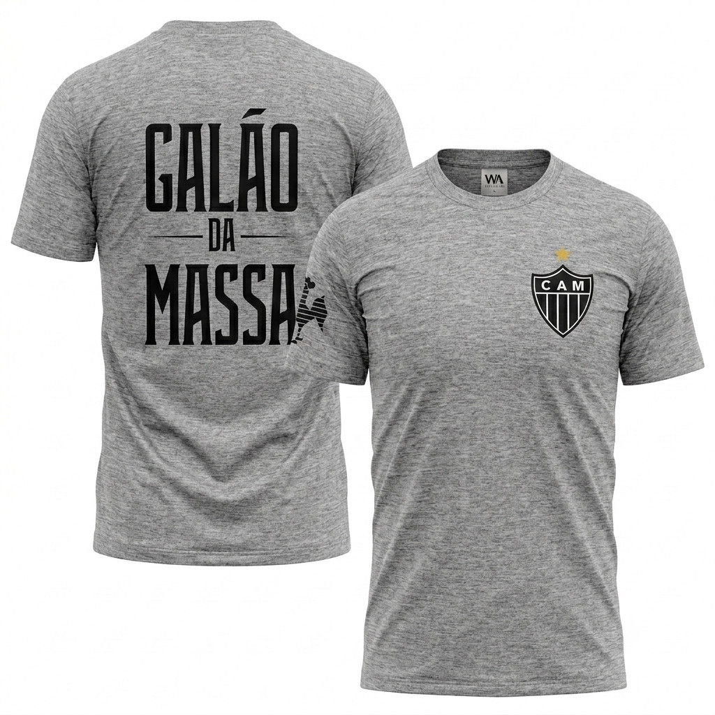 Camiseta de Time Mineiro Masculina Confortável Camisa de Time Atletico Galo Doido Torcida Organizada Galo da Massa