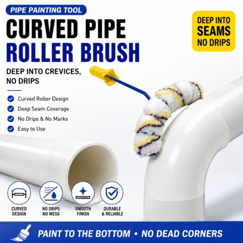 Rolo De Pintura De Tubo Interno Com Cabo Curvo , Ferramenta Especial De Revestimento De Arco , Escova De Manutenção De T