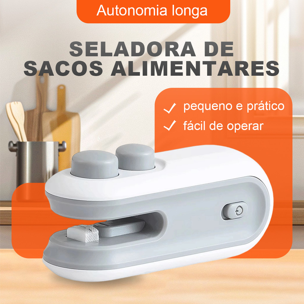 Mini Seladora Portátil Recarregável – Máquina de Selar Sacos Plásticos e Embalagens