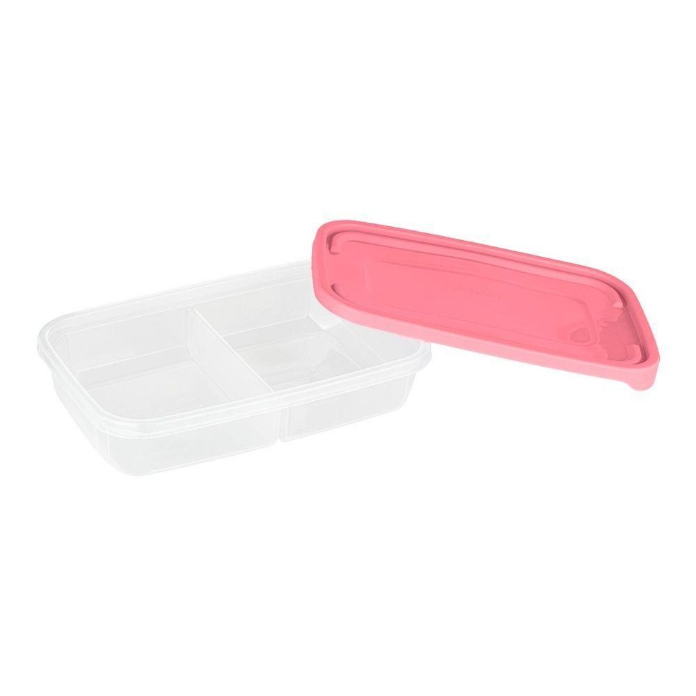 Pote Porta Frios Com Divisórias Linha Mais 1,4l Plasvale Rosa