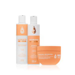 Kit Essencial Nutrição Hidratei: Shampoo + Condicionador + Máscara 250g Cabelos Ressecados