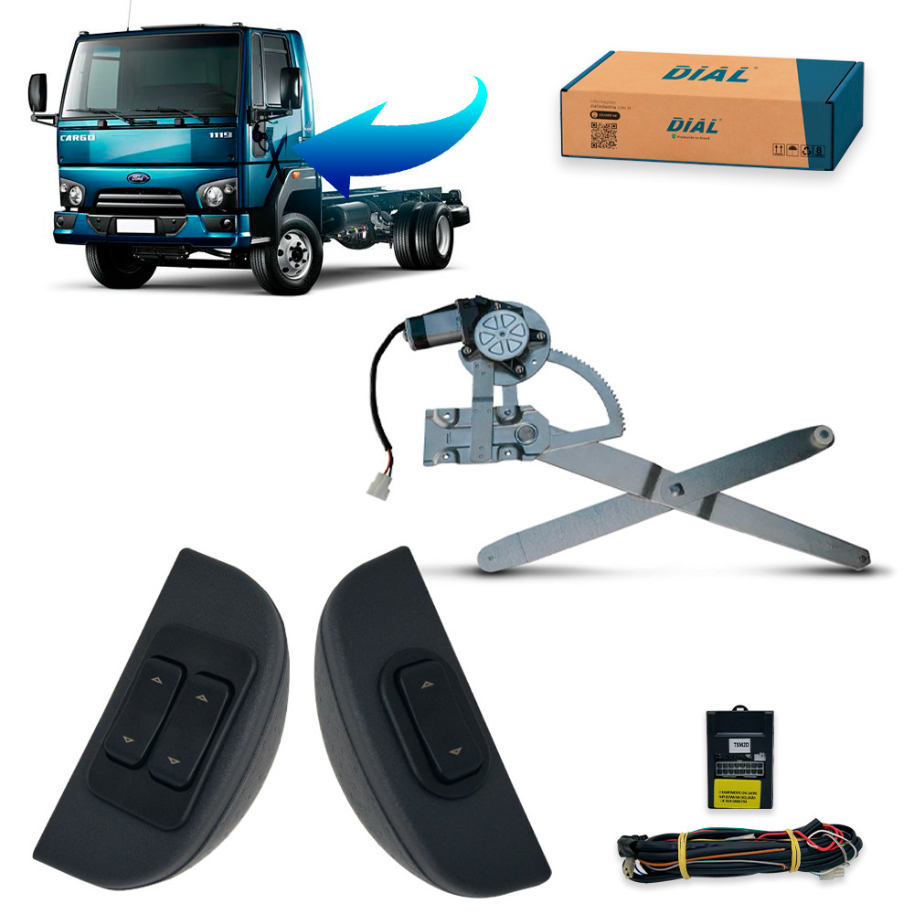 Kit Vidro Eletrico Caminhao Ford Cargo (1981/2010) 12v inteligente