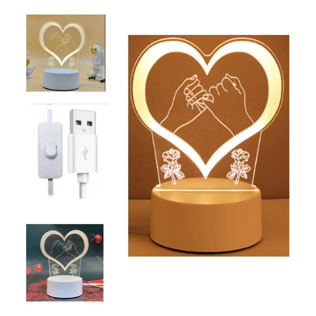 Luminária De Mesa Abajur 3D Iluminação Carregamento Via USB Para Presente Decoração De Quarto KL1521