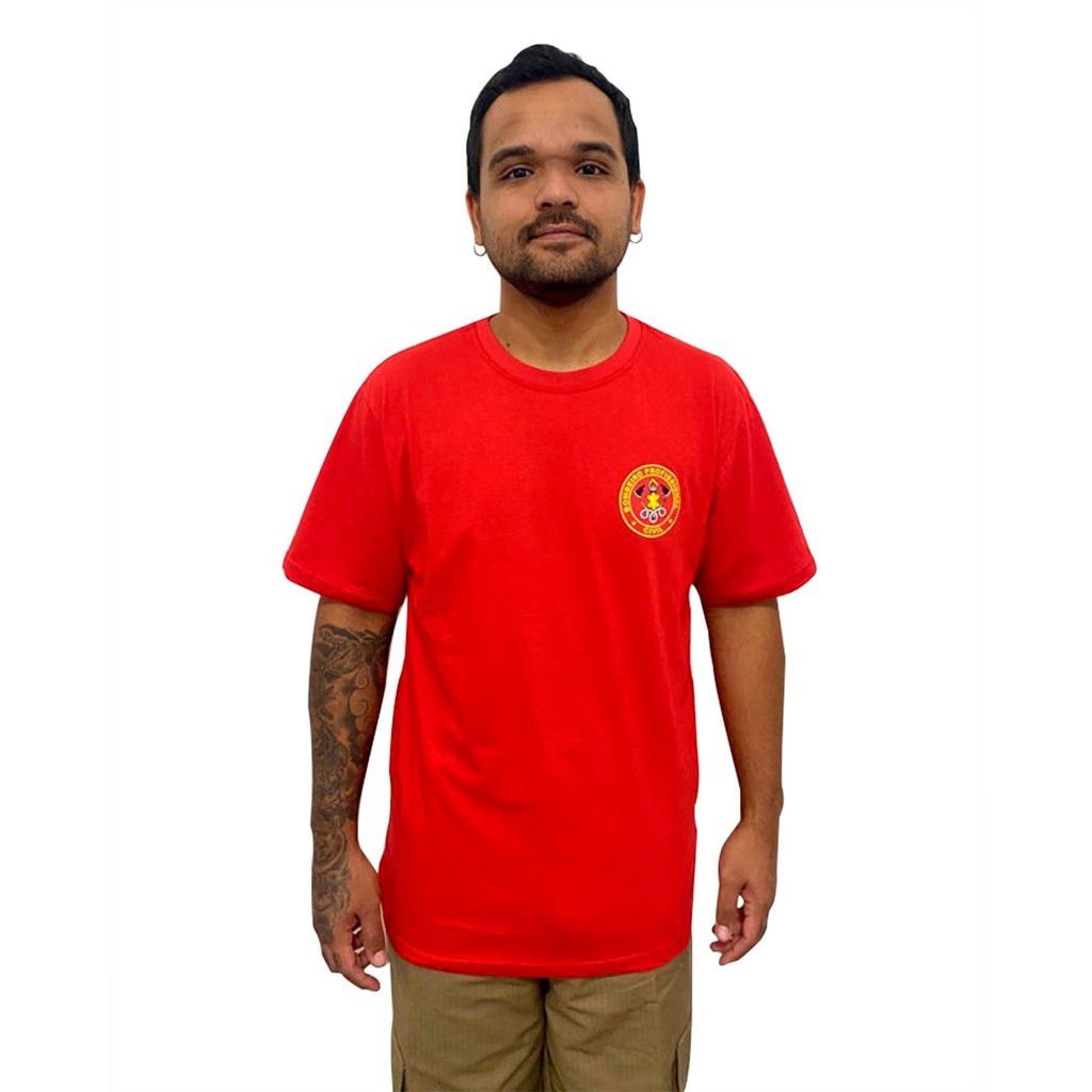 Camiseta Profissional Bombeiro Civil Uniforme 100% Algodão 30.1 Premium Conforto e Qualidade Moderno
