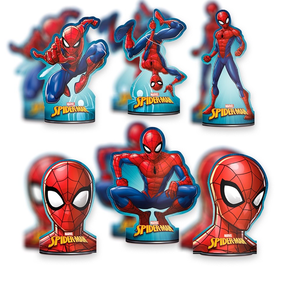 Decoração festa Homem Aranha Display de mesa - 6 Unidades Novo Decoração Super Herói Decoração Super Herói