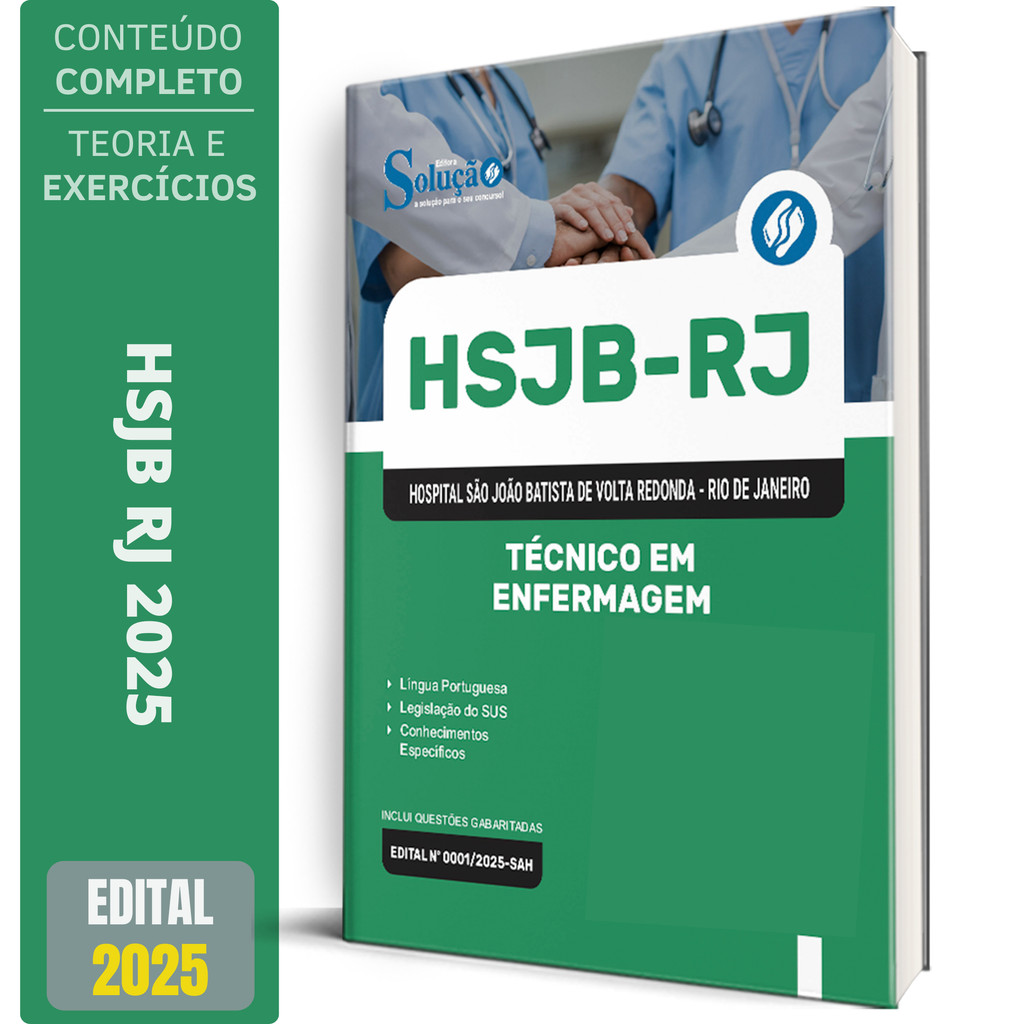 Apostila Hospital São João Batista de Volta Redonda RJ (HSJB) 2025 - Técnico em Enfermagem