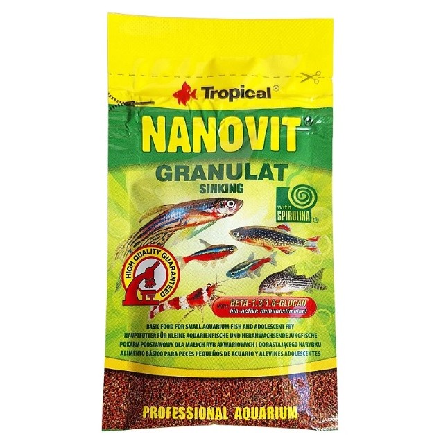Ração Tropical Nanovit Granulat 10g Sachê Peixes Pequenos