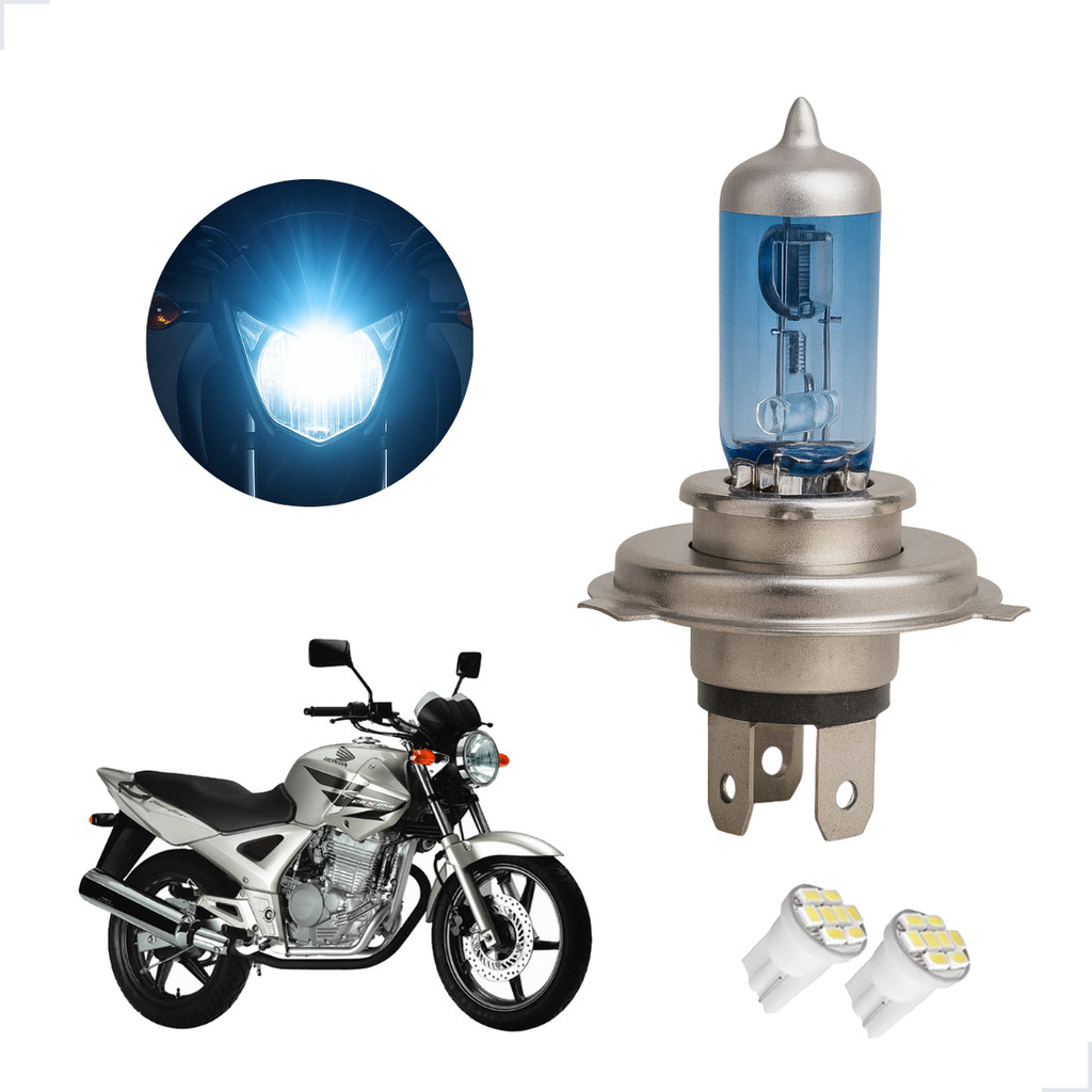 Lâmpada Halógena Super Branca H4 para Moto Honda CBR 250R 2012 2013