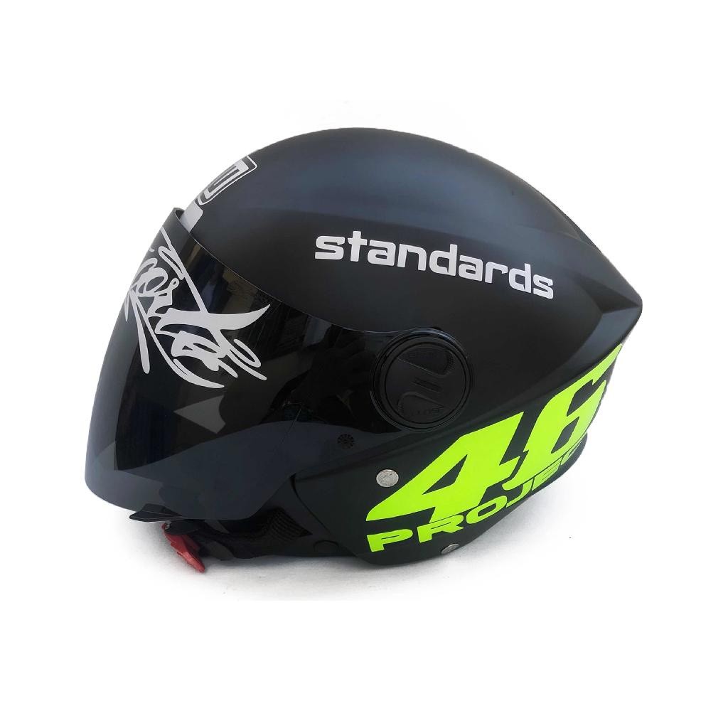 Capacete Aberto Liberty New 3 Preto Fosco Personalizado Adesivado Project 46 Vr Viseira Fumê