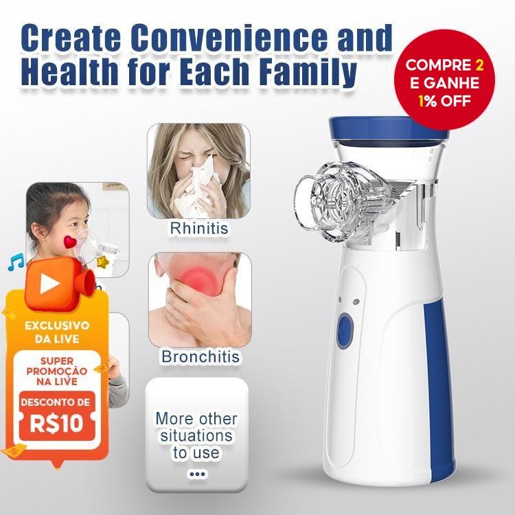Nebulizador De Malha Portátil , Mini Inalador Silencioso Para Adultos E Crianças , Cuidados Nasais