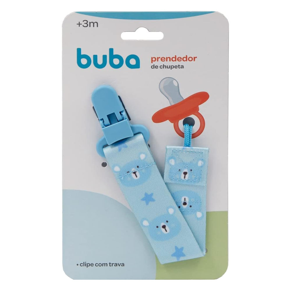 Prendedor de Chupeta Buba Clip com Trava 3+ Meses Azul 1 Unidade em Oferta na Shopee