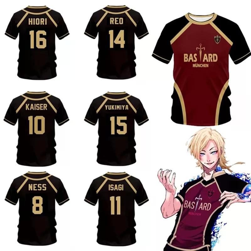 Anime Azul Bloqueio Camisa 3D Impresso Nagi Futebol T-Shirts Crianças Manga Curta Esportes Y2k Topos Menino Cosplay Pers