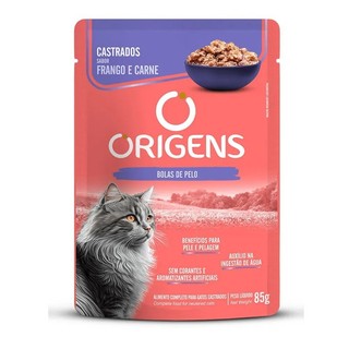 Ração Úmida Origens Sachê para Gatos Castrados Sabor Frango · 85g