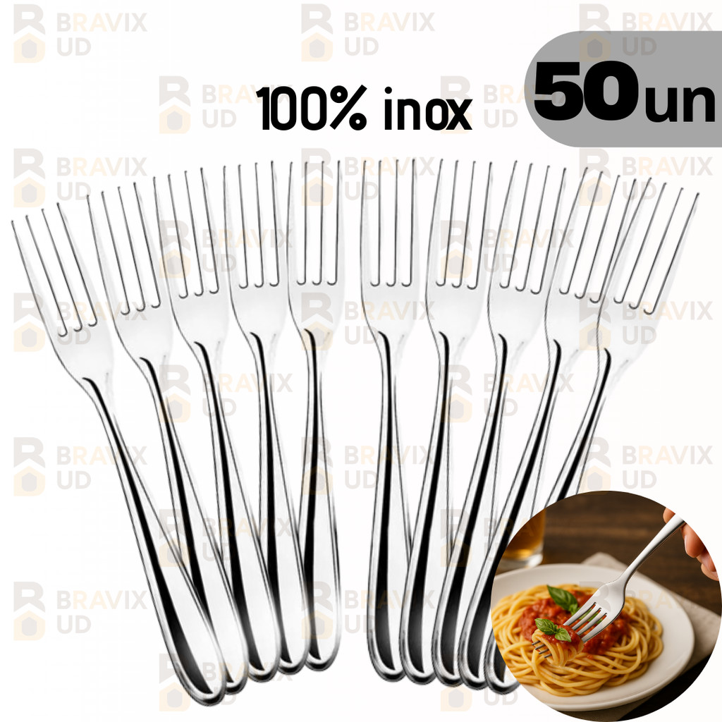 Jogo de Garfo 50 peças Aço Inox Talher Cozinha Talheres de Mesa Cozinha Inox