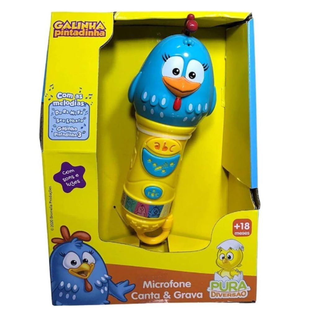 Microfone Infatil Galinha Pintadinha Canta E Grava Yestoys