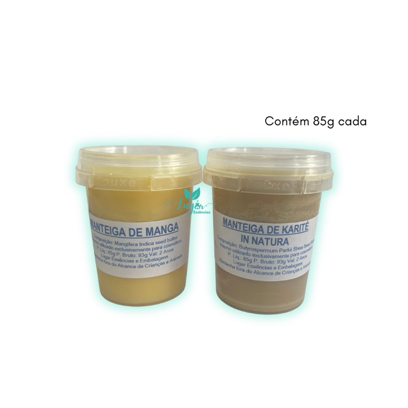 Kit 02 manteigas Karité In Natura e Manga 85g - Uso Cosmético