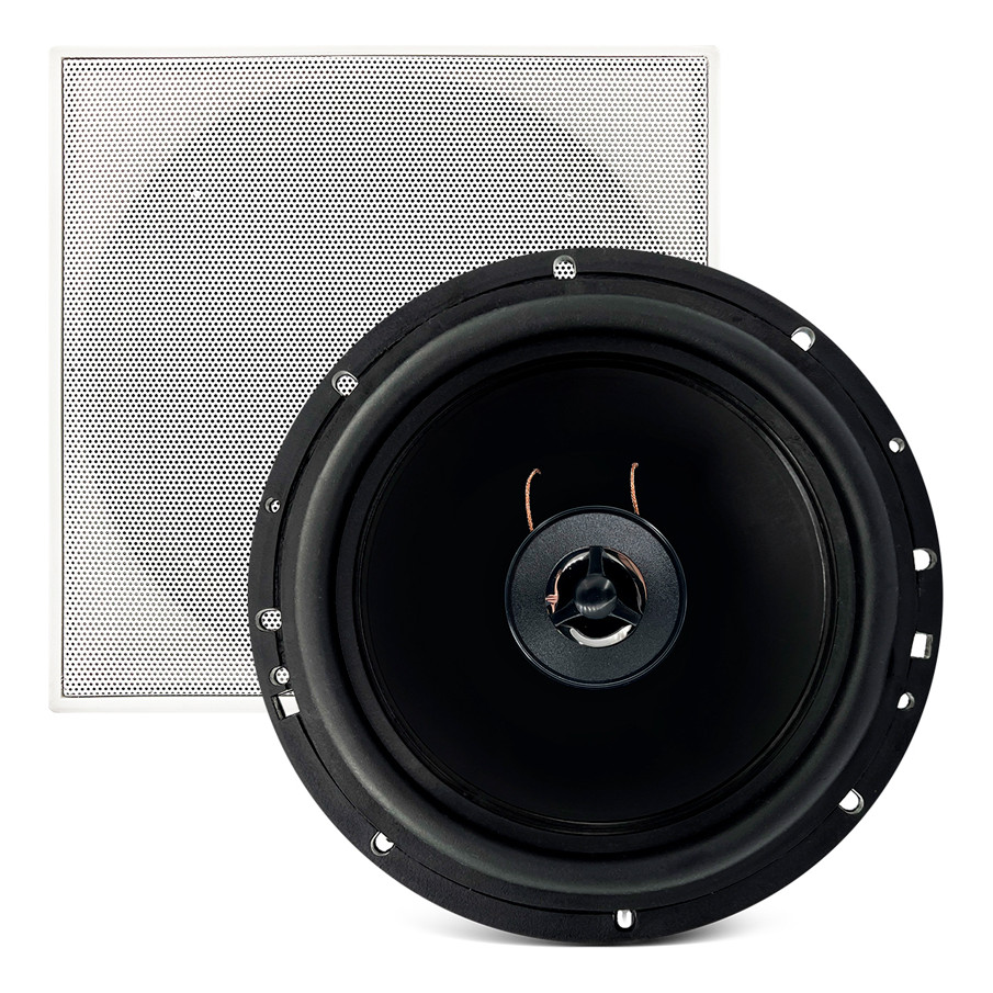 Arandela Alto Falante Som Ambiente Acustica Teto Parede Embutir Gesso Quadrada Coaxial Leson 70w Rms
