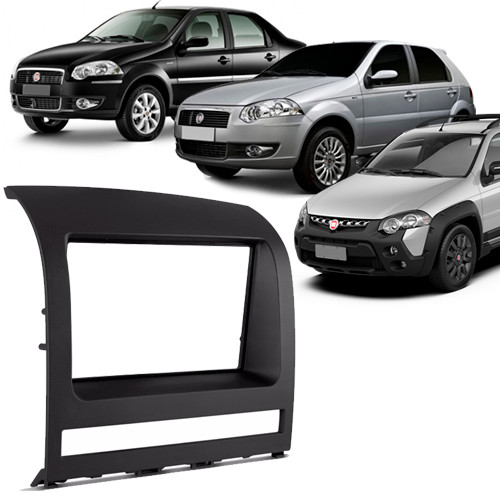 Moldura 2 Din Palio Strada Siena 2005 à 2011 Preta Painel Central Multimidia 6.2 e 7 Polegadas Mp5