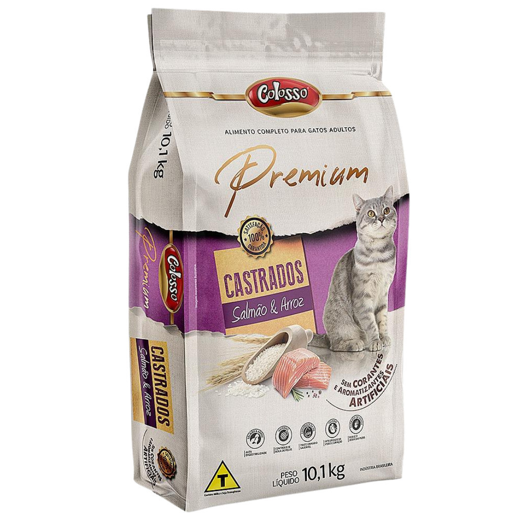 Ração Colosso Premium Gato Castrado Salmão 10 Kg em Oferta na Shopee
