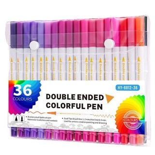 Kit12/24/36/48/60 Caneta Brush Ponta Pincel Lettering Duas Pontas REAL LIFE.BR